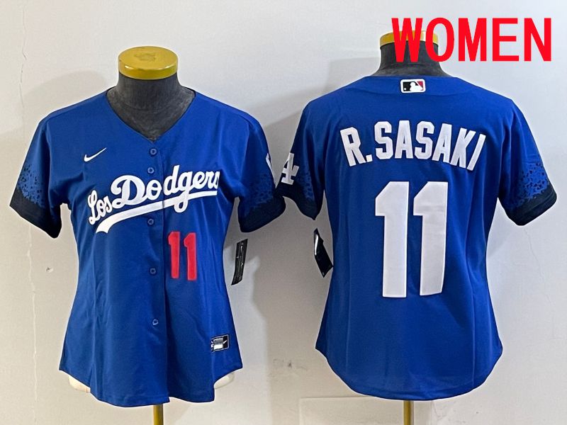 Women Los Angeles Dodgers #11 R.Sasaki Blue City Edition Game 2025 Nike MLB Jersey style 4